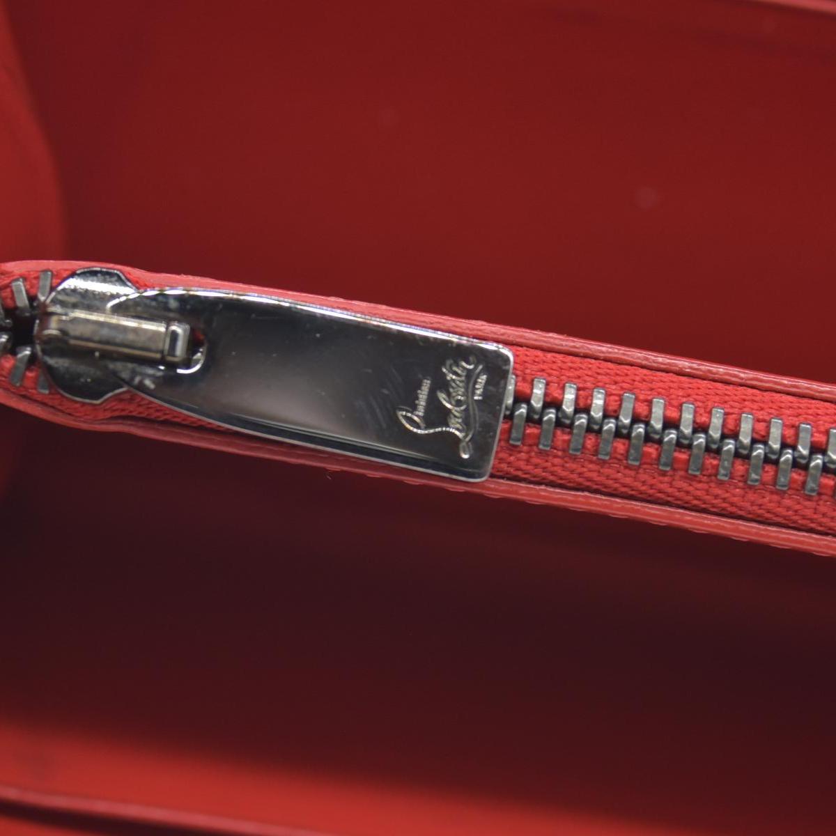 $950 Christian Louboutin Calfskin Panettone Spiked Zip Around Wallet Black