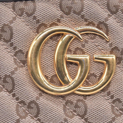 $1300 Gucci Monogram Matelasse Diagonal Small GG Marmont Chain Shoulder Bag Beige Black