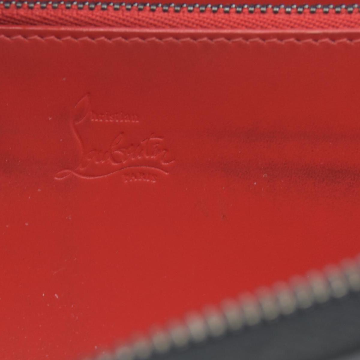 $950 Christian Louboutin Calfskin Panettone Spiked Zip Around Wallet Black