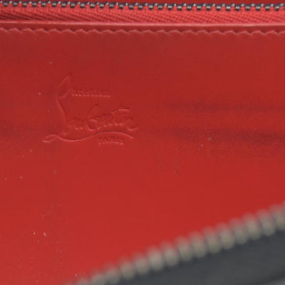 $950 Christian Louboutin Calfskin Panettone Spiked Zip Around Wallet Black