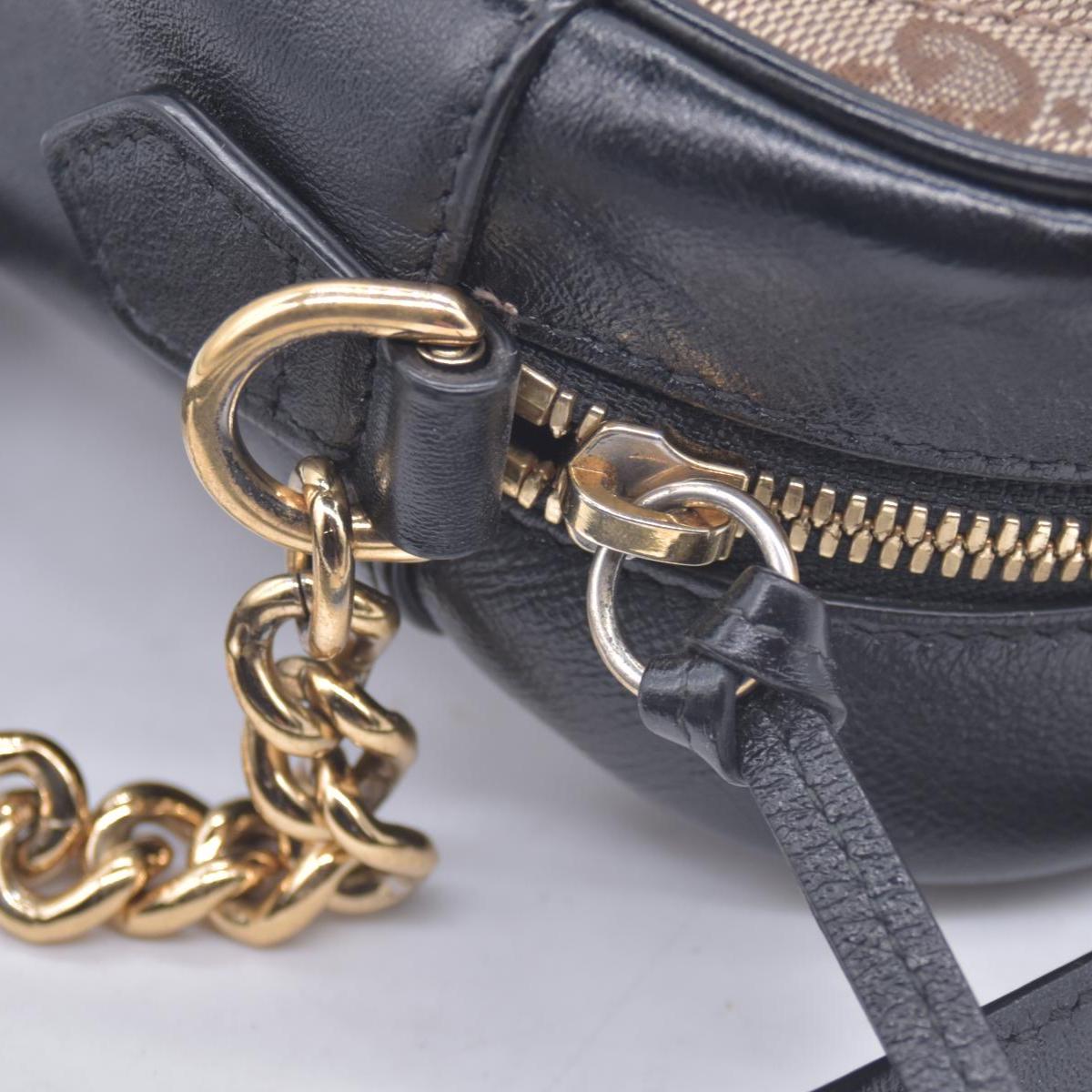 $1300 Gucci Monogram Matelasse Diagonal Small GG Marmont Chain Shoulder Bag Beige Black