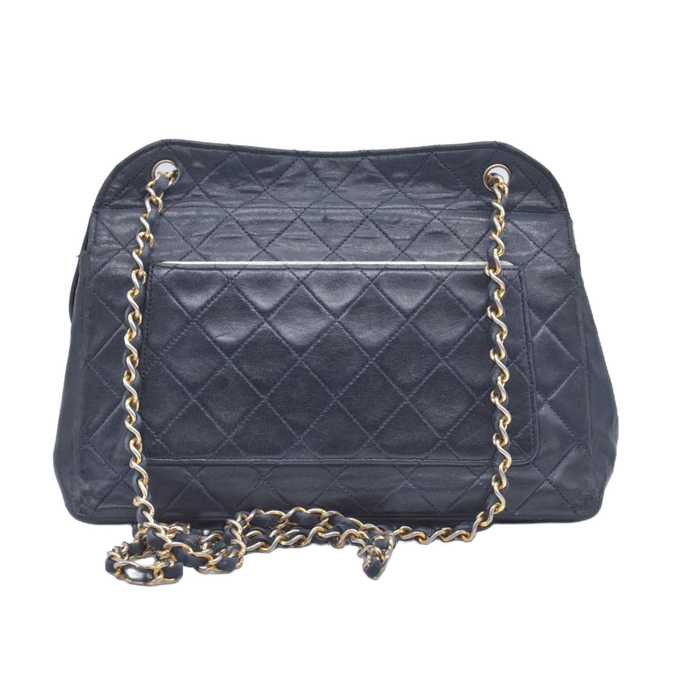 Chanel 1989-1991 Navy Lambskin Quilted Flap Bag 24k Gold Hardware CONSIGNMENT