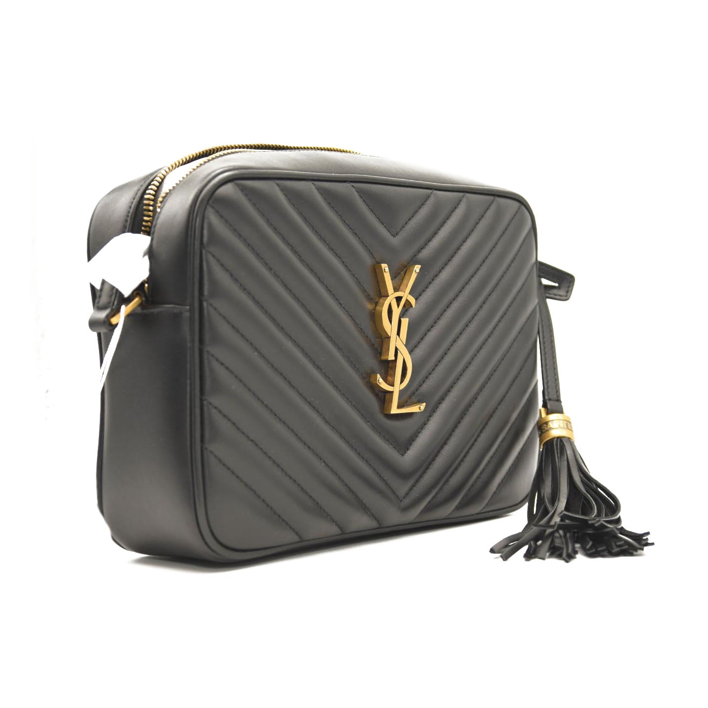 SAINT LAURENT Calfskin Matelasse Monogram Lou Camera Bag Black