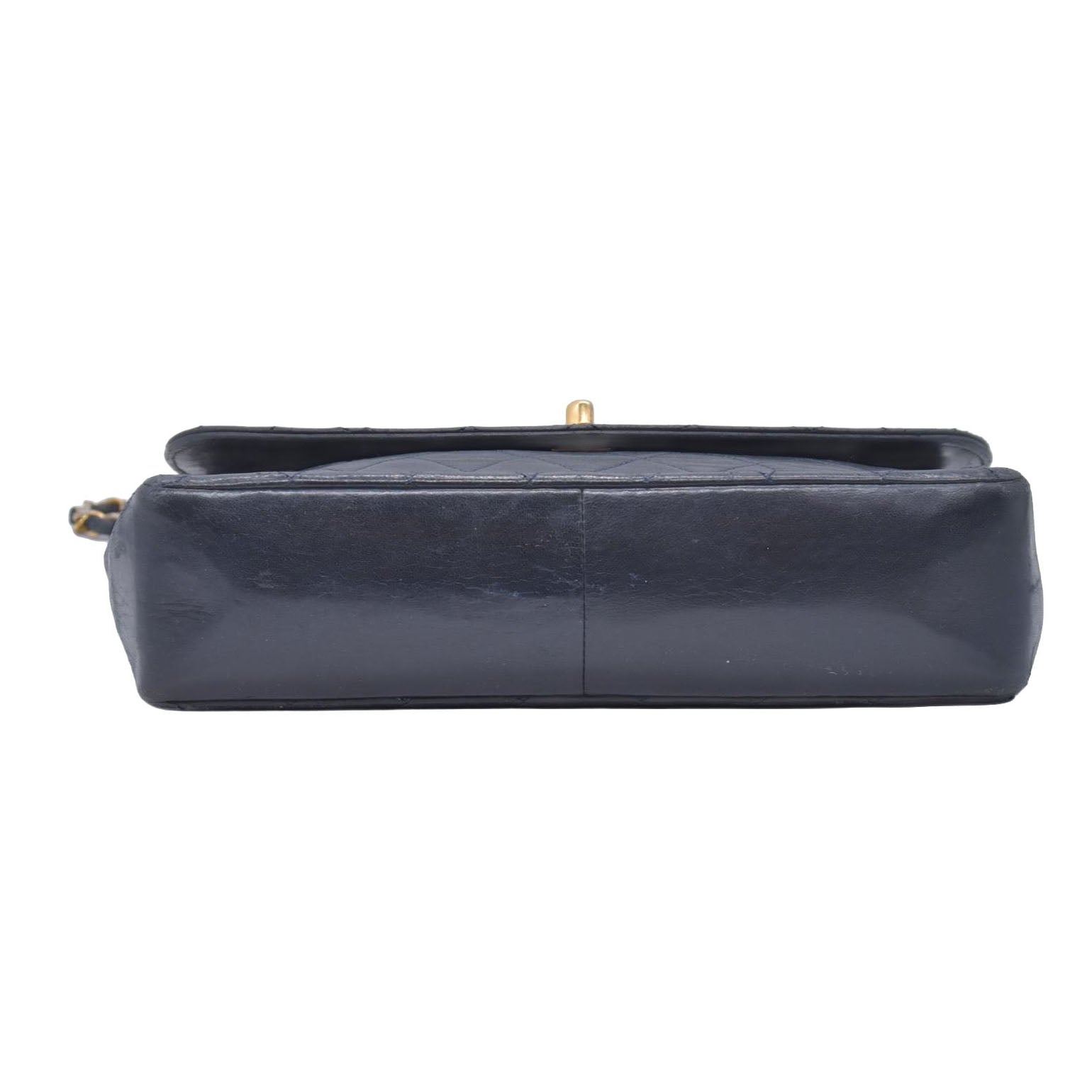 Chanel 1989-1991 Navy Lambskin Quilted Flap Bag 24k Gold Hardware CONSIGNMENT