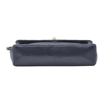 Chanel 1989-1991 Navy Lambskin Quilted Flap Bag 24k Gold Hardware CONSIGNMENT