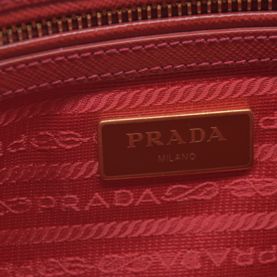 $4700 Prada Saffiano Mini Galleria Double Zip Tote Fuxia