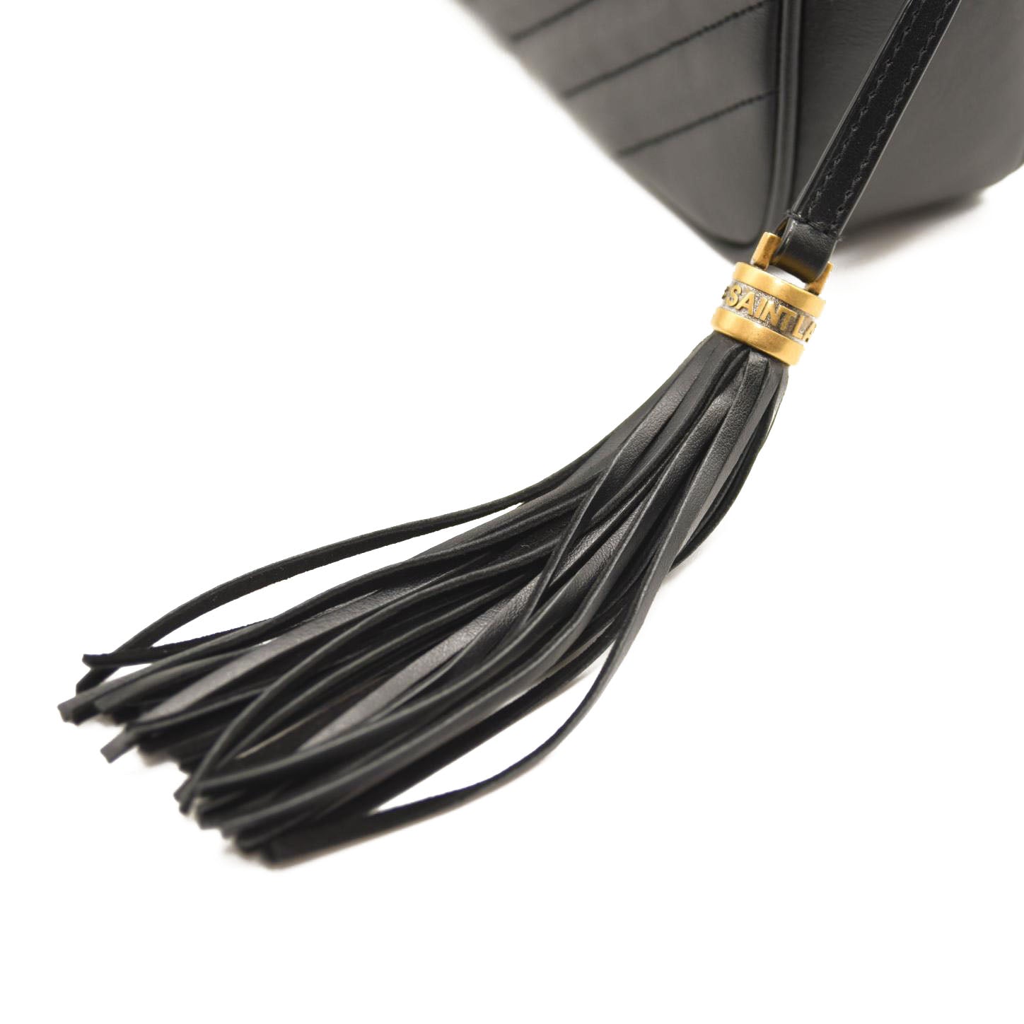 SAINT LAURENT Calfskin Matelasse Monogram Lou Camera Bag Black