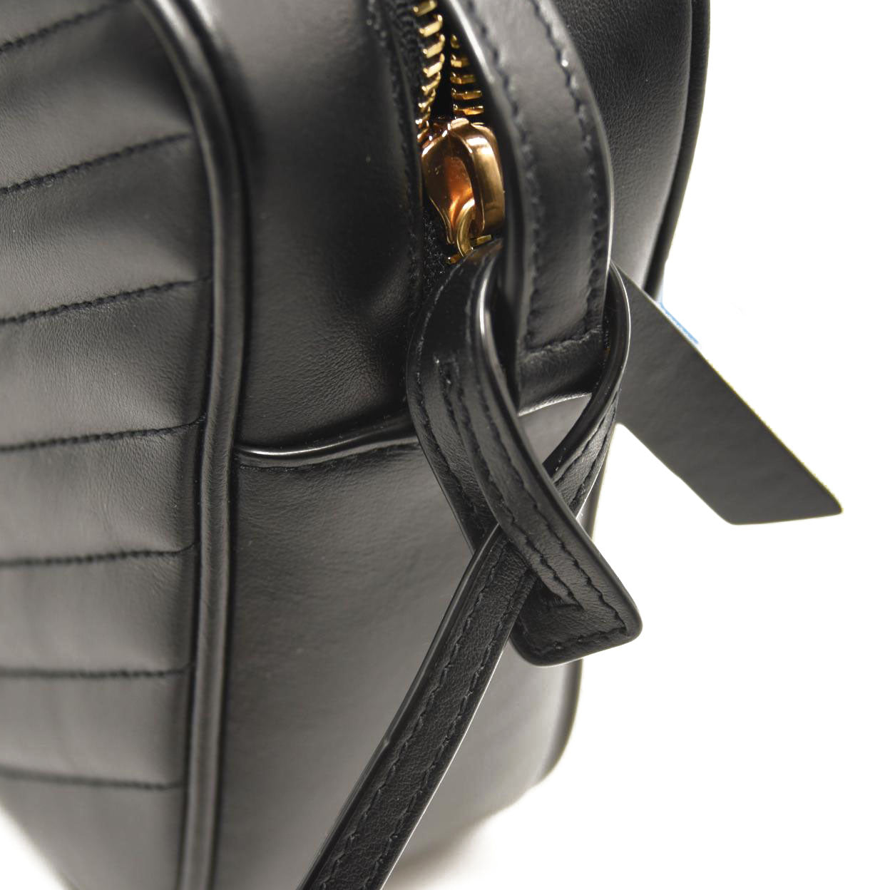 SAINT LAURENT Calfskin Matelasse Monogram Lou Camera Bag Black