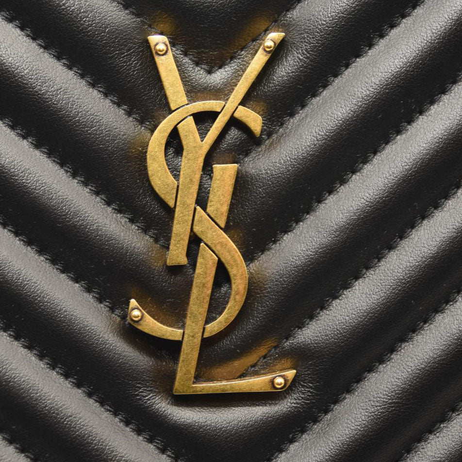 SAINT LAURENT Calfskin Matelasse Monogram Lou Camera Bag Black