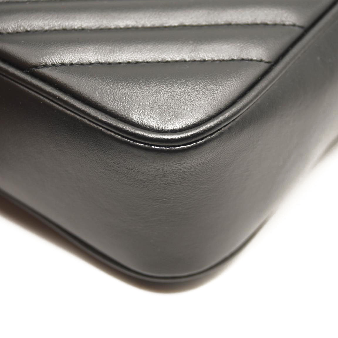 SAINT LAURENT Calfskin Matelasse Monogram Lou Camera Bag Black