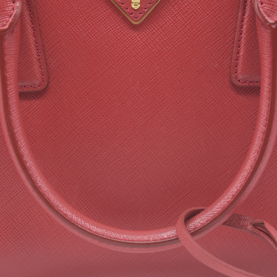 $4700 Prada Saffiano Mini Galleria Double Zip Tote Fuxia