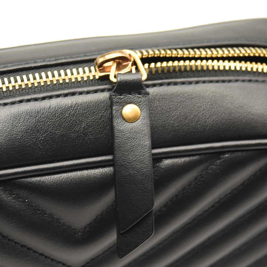 SAINT LAURENT Calfskin Matelasse Monogram Lou Camera Bag Black