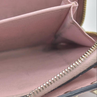 Valentino Poudre Leather Rockstud Zip-Around Compact Wallet