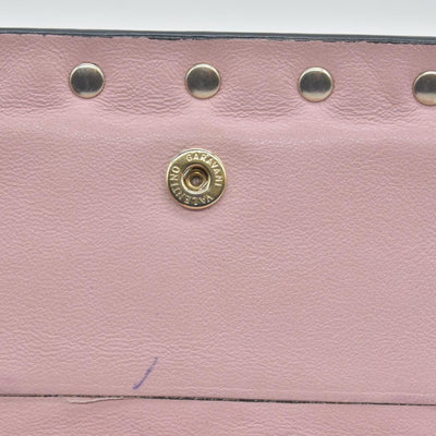 Valentino Poudre Leather Rockstud Zip-Around Compact Wallet
