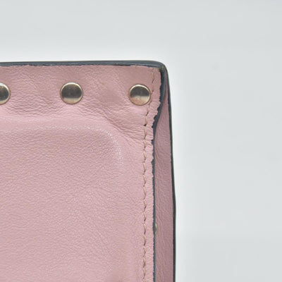Valentino Poudre Leather Rockstud Zip-Around Compact Wallet