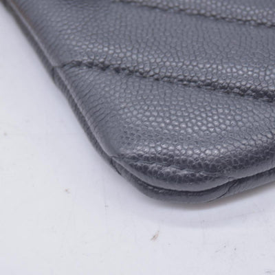 Chanel Caviar Chevron Quilted Small Ancient Greek Charms Cosmetic Case Black CONSIGNMENT