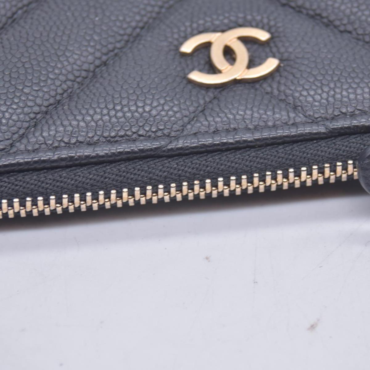 Chanel Caviar Chevron Quilted Small Ancient Greek Charms Cosmetic Case Black CONSIGNMENT