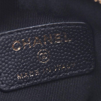 Chanel Caviar Chevron Quilted Small Ancient Greek Charms Cosmetic Case Black CONSIGNMENT