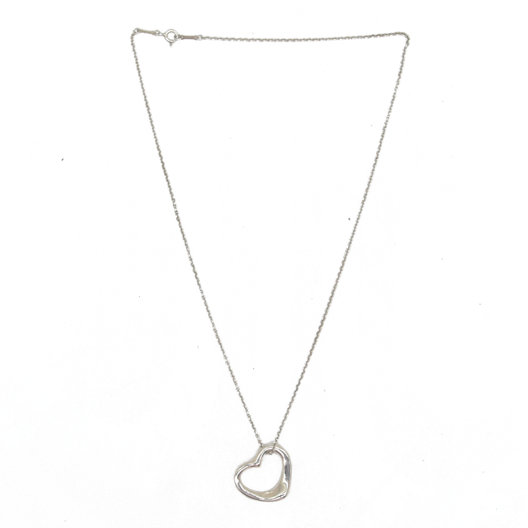 $650 Tiffany & Co Elsa Peretti Open Heart Necklace – Larger 25mm Medium – Sterling Silver
