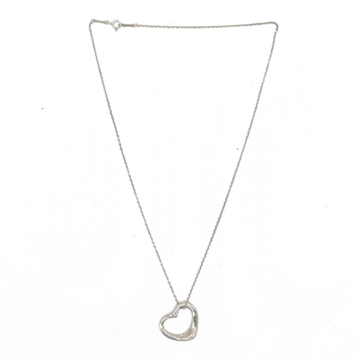 $650 Tiffany & Co Elsa Peretti Open Heart Necklace – Larger 25mm Medium – Sterling Silver