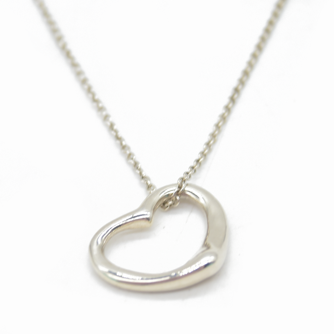 $650 Tiffany & Co Elsa Peretti Open Heart Necklace – Larger 25mm Medium – Sterling Silver