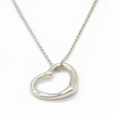 $650 Tiffany & Co Elsa Peretti Open Heart Necklace – Larger 25mm Medium – Sterling Silver