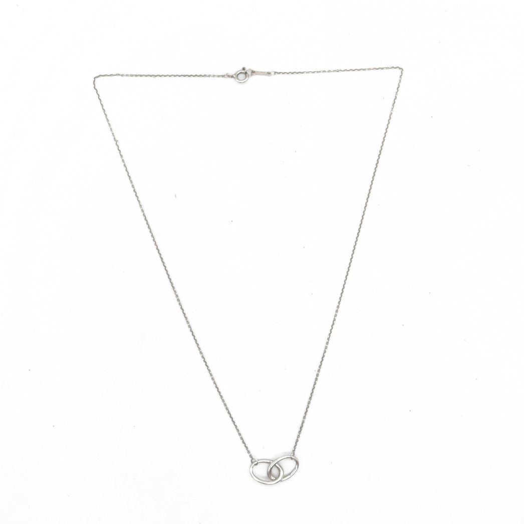 $400 Tiffany & Co. Infinity Necklace Sterling Silver Elsa Peretti Interlocking Ovals Pendant Necklace