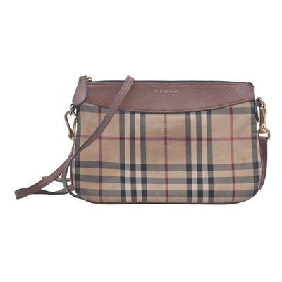 $695  WELL WORN Burberry Horseferry Check Peyton Crossbody Clutch Bag Black CONSIGNMENT