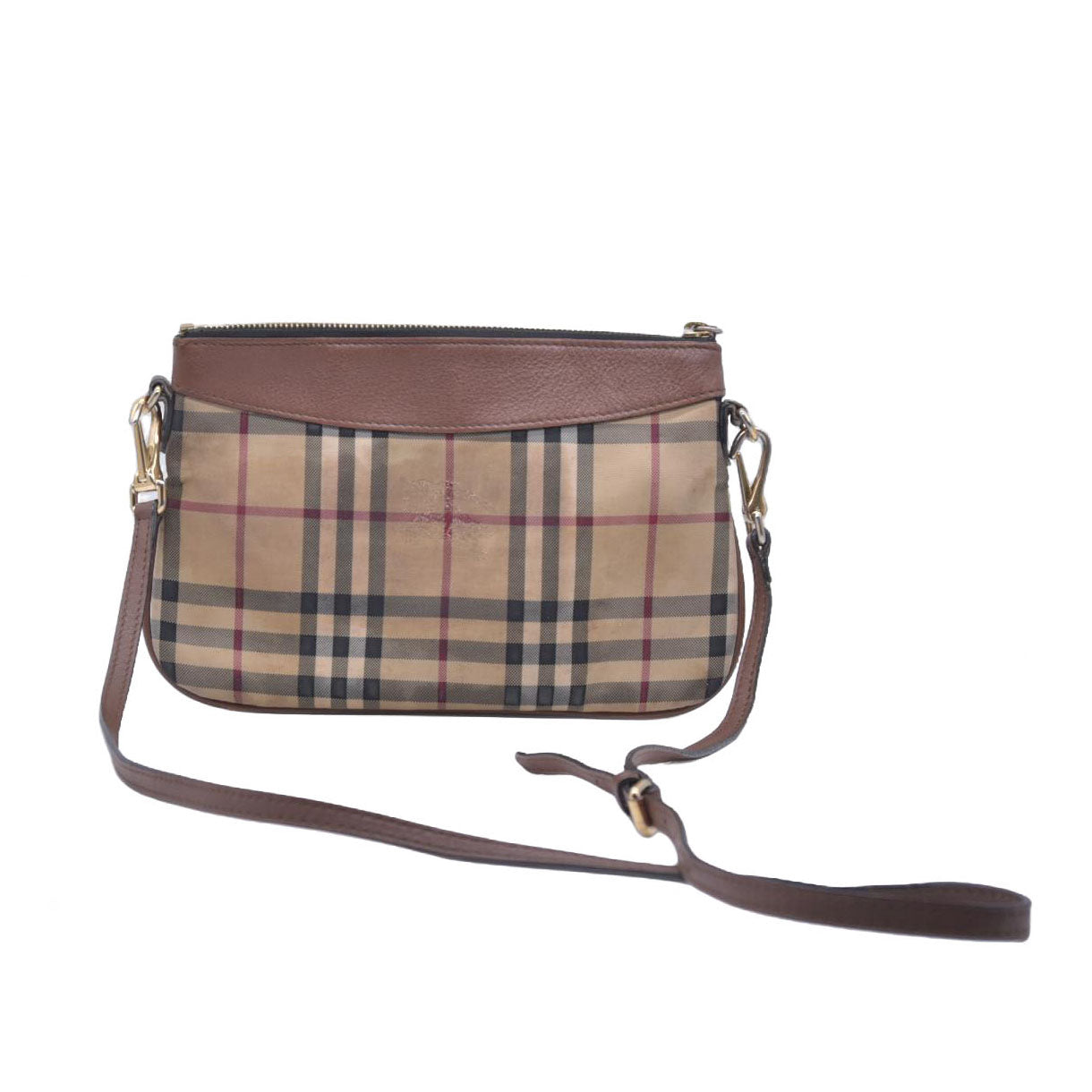 $695  WELL WORN Burberry Horseferry Check Peyton Crossbody Clutch Bag Black CONSIGNMENT