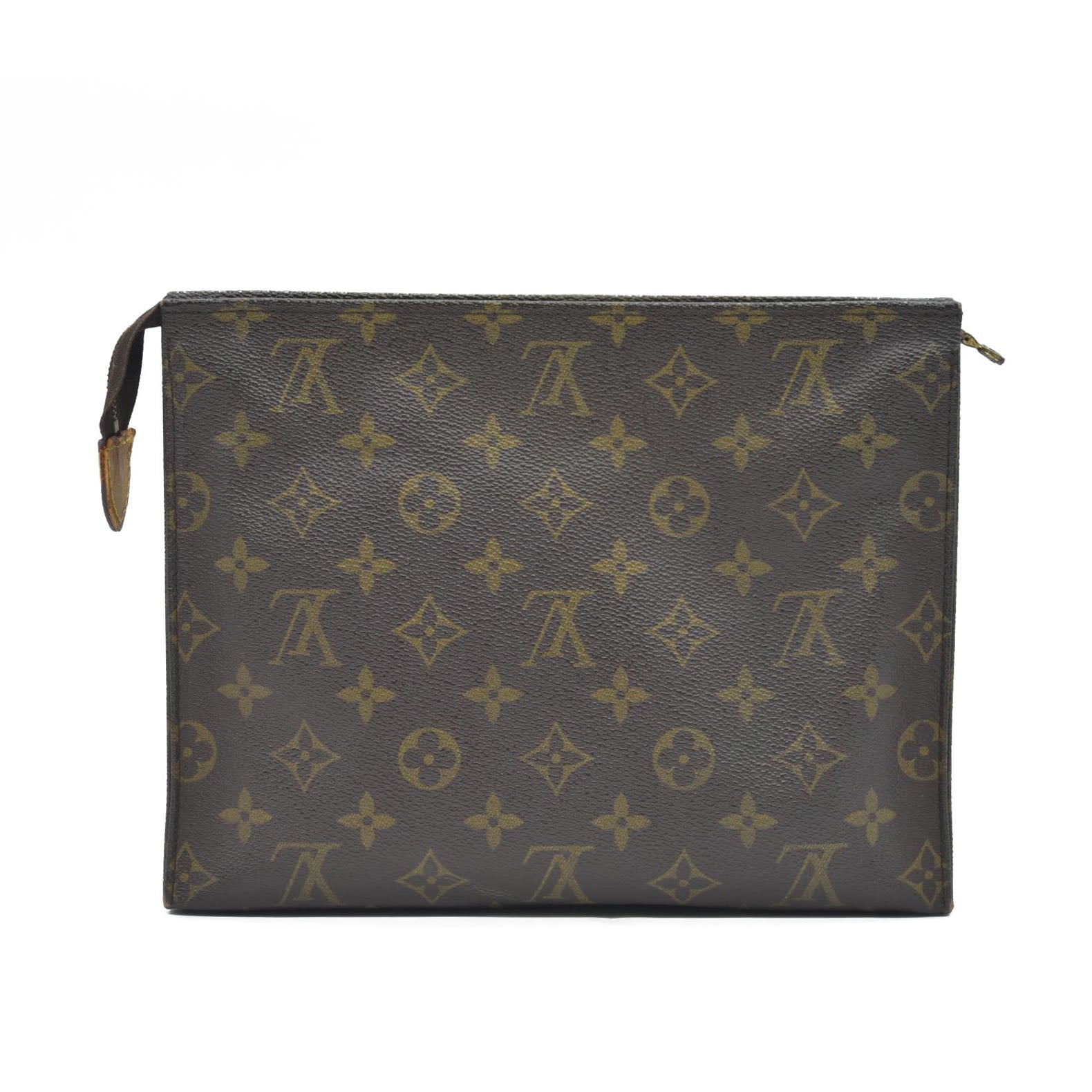 AUCTION $1050 Louis Vuitton Monogram Poche Toilette 26 Cosmetics Pouch Purse Brown 882TH