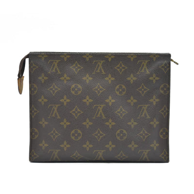 AUCTION $1050 Louis Vuitton Monogram Poche Toilette 26 Cosmetics Pouch Purse Brown 882TH
