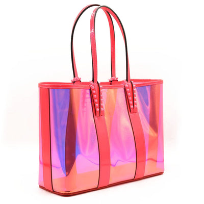 NEW $1790 CHRISTIAN LOUBOUTIN PVC Spikes East West Small Cabata Tote Multicolor