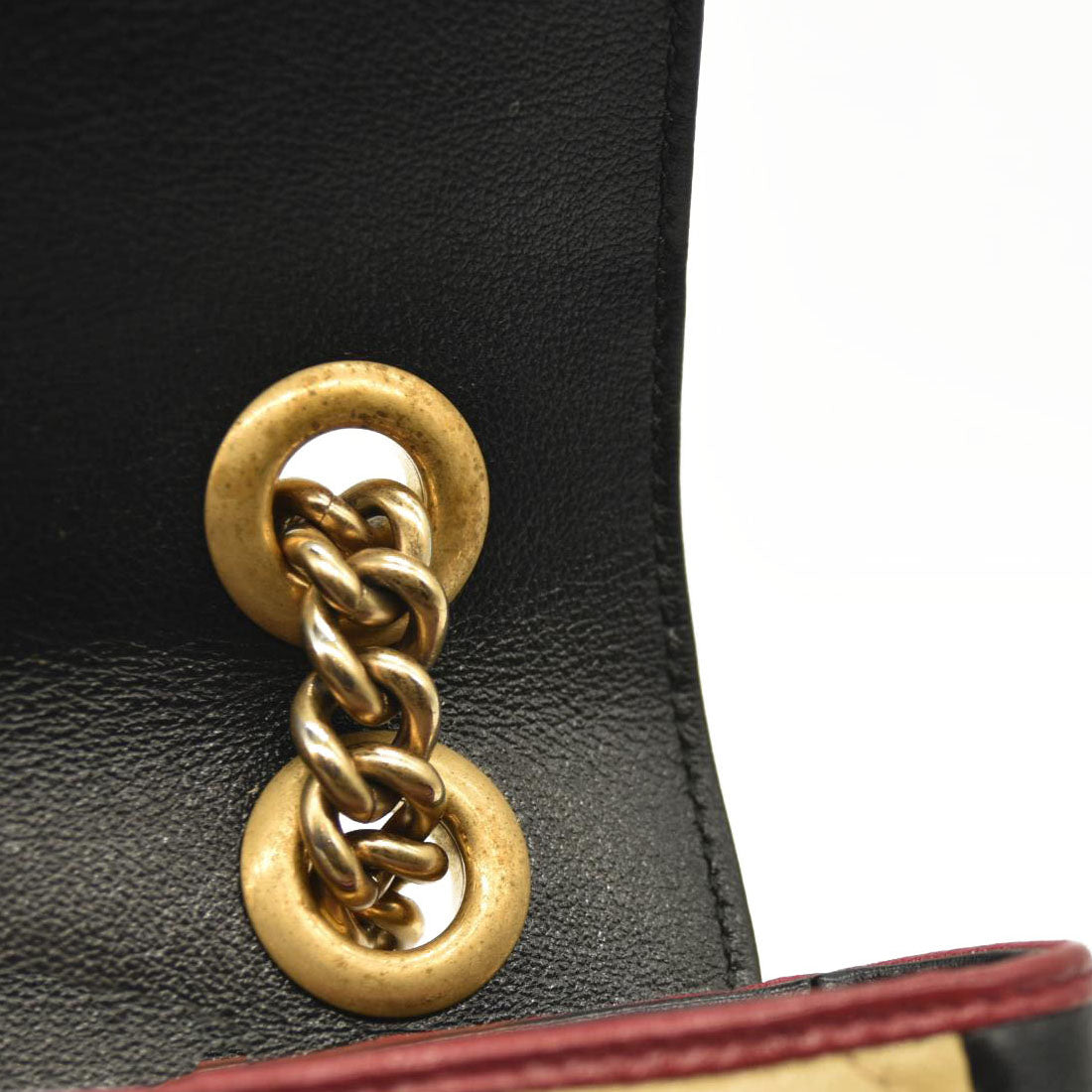 Gucci Azalea Calfskin Matelasse Diagonal Patchwork Mini Torchon GG Marmont Shoulder Bag Black Beige Romantic Cerise