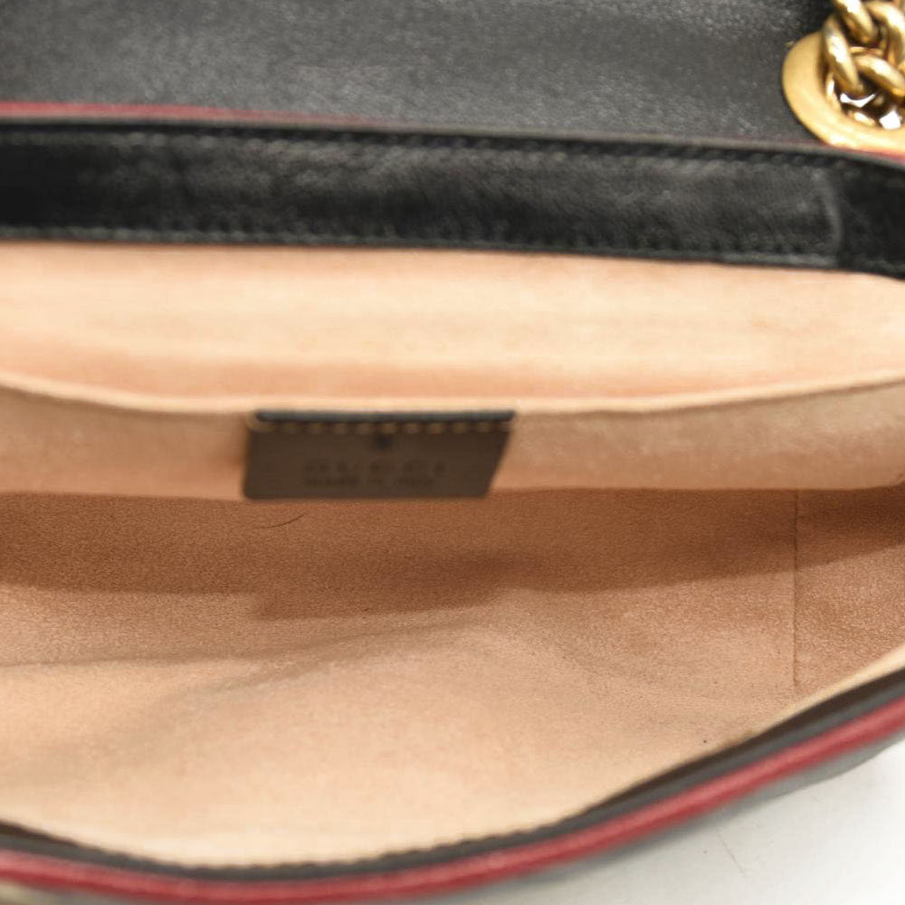 Gucci Azalea Calfskin Matelasse Diagonal Patchwork Mini Torchon GG Marmont Shoulder Bag Black Beige Romantic Cerise