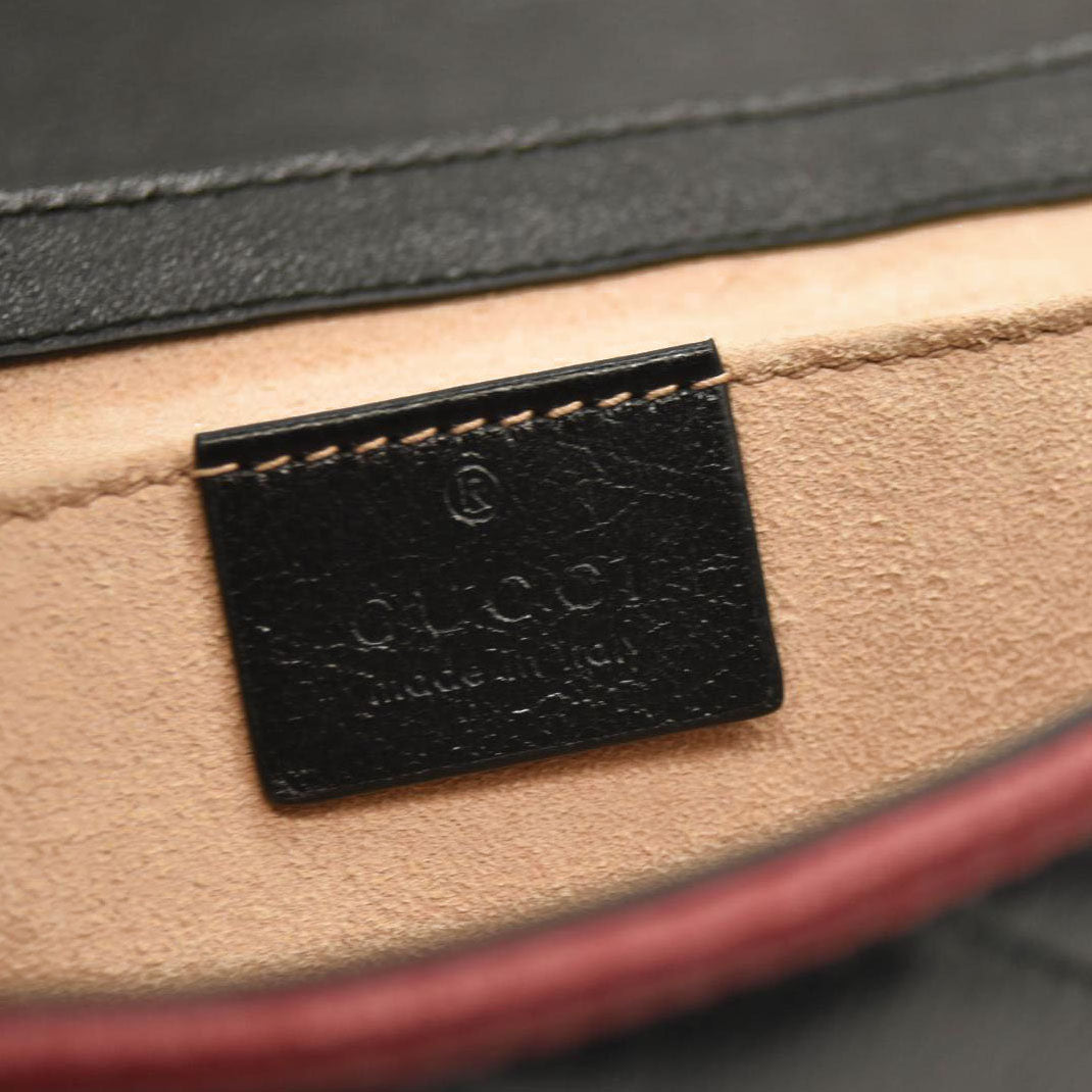 Gucci Azalea Calfskin Matelasse Diagonal Patchwork Mini Torchon GG Marmont Shoulder Bag Black Beige Romantic Cerise