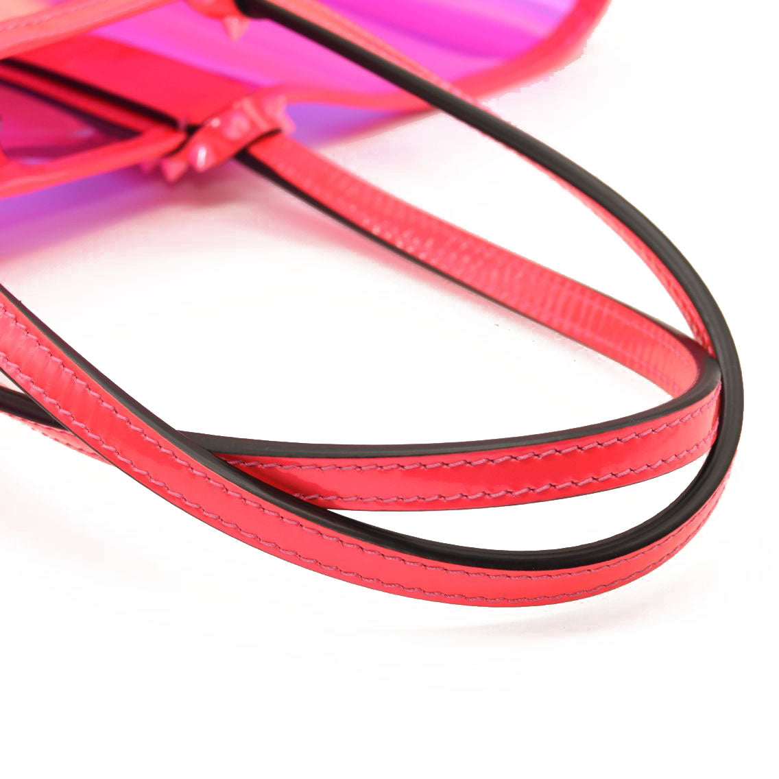 $1790 CHRISTIAN LOUBOUTIN PVC Spikes East West Small Cabata Tote Multicolor