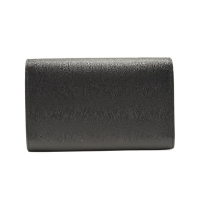 SAINT LAURENT Grain De Poudre Uptown Chain Wallet Black