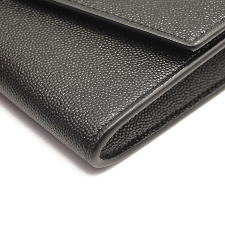 SAINT LAURENT Grain De Poudre Uptown Chain Wallet Black