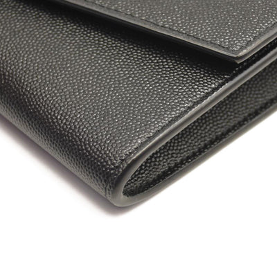 SAINT LAURENT Grain De Poudre Uptown Chain Wallet Black