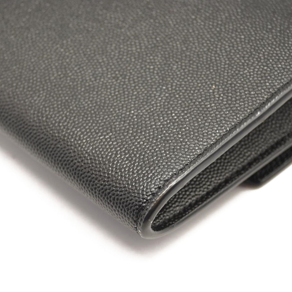 SAINT LAURENT Grain De Poudre Uptown Chain Wallet Black