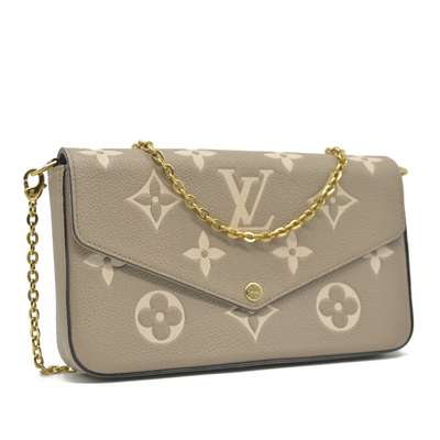 $1890 Louis Vuitton Empreinte Monogram Giant Felicie Pochette Tourterelle Creme