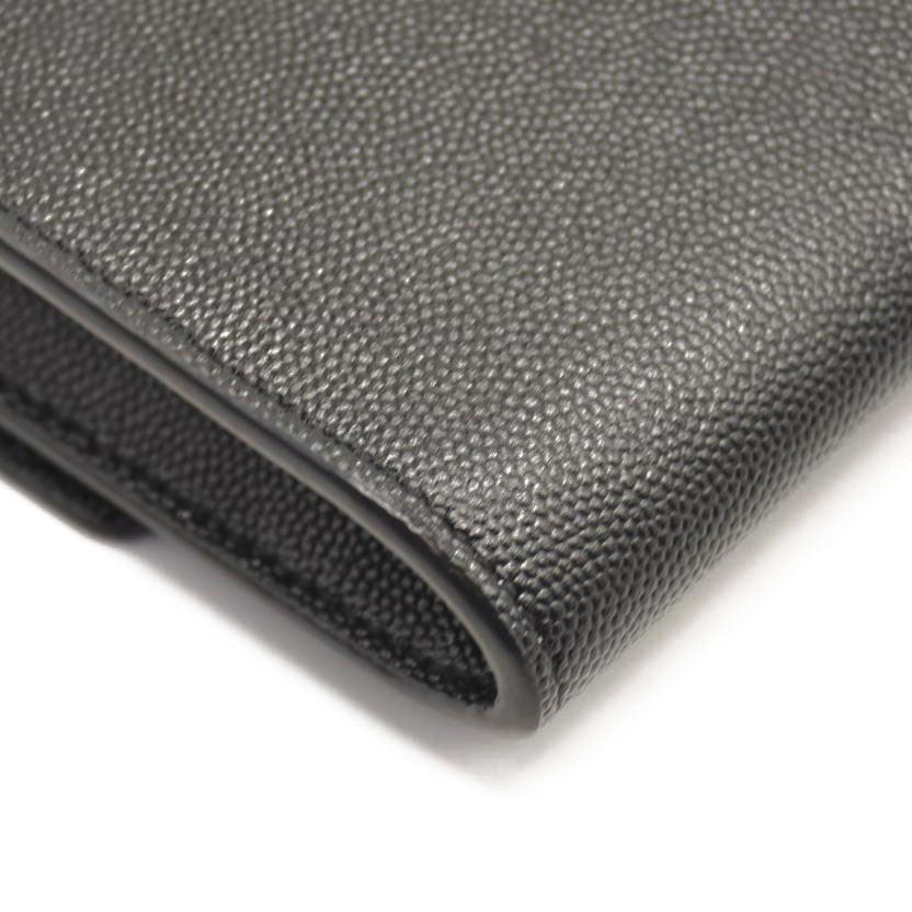 SAINT LAURENT Grain De Poudre Uptown Chain Wallet Black