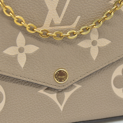 $1890 Louis Vuitton Empreinte Monogram Giant Felicie Pochette Tourterelle Creme