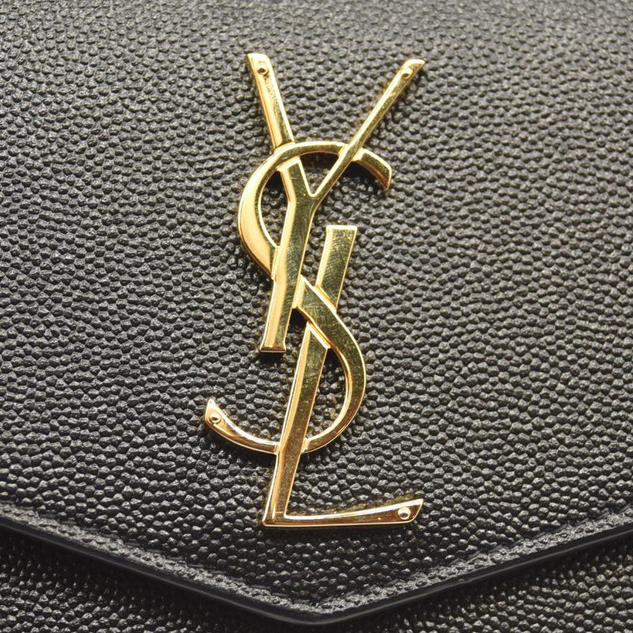 SAINT LAURENT Grain De Poudre Uptown Chain Wallet Black