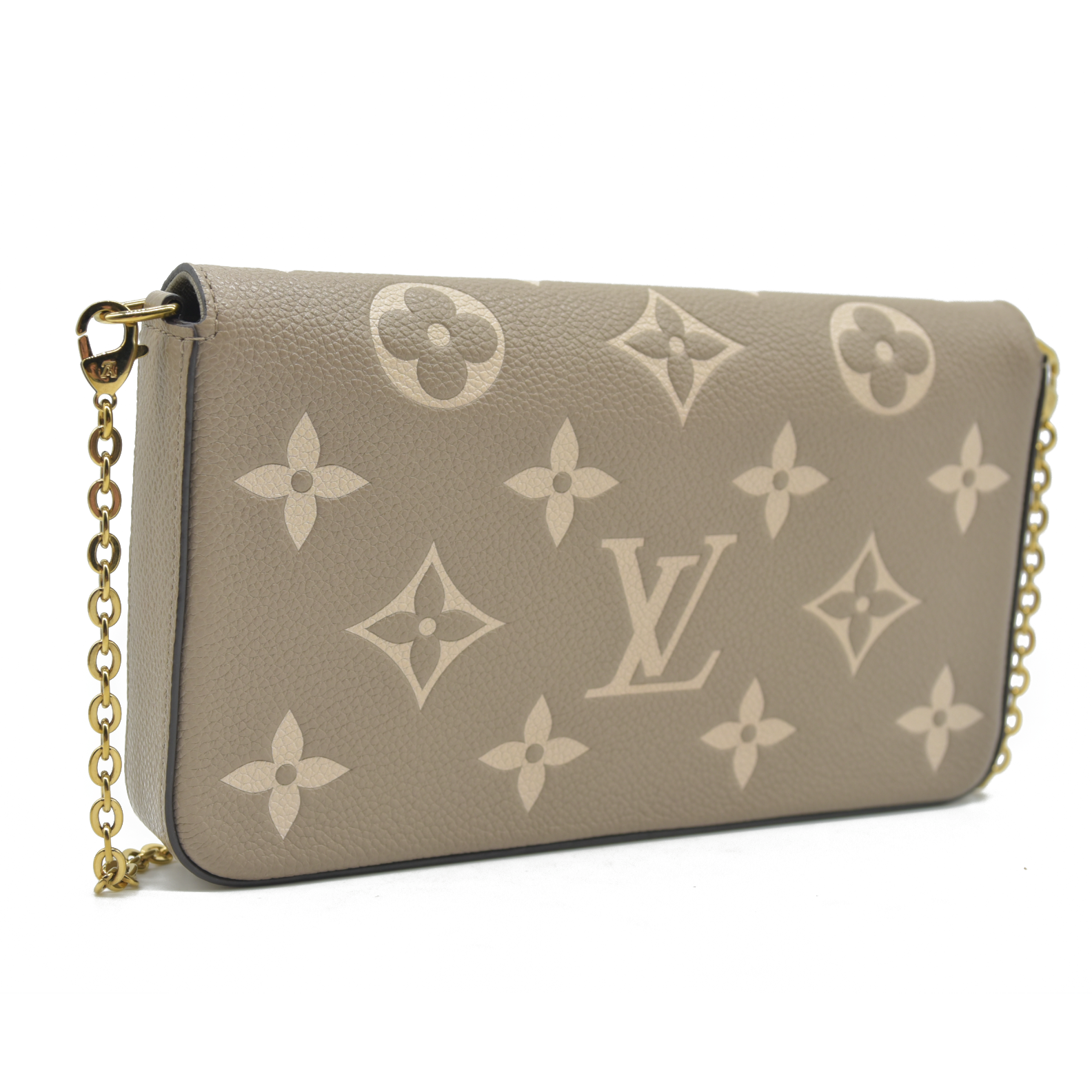 $1890 Louis Vuitton Empreinte Monogram Giant Felicie Pochette Tourterelle Creme