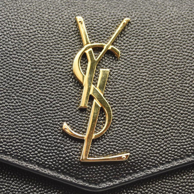 SAINT LAURENT Grain De Poudre Uptown Chain Wallet Black