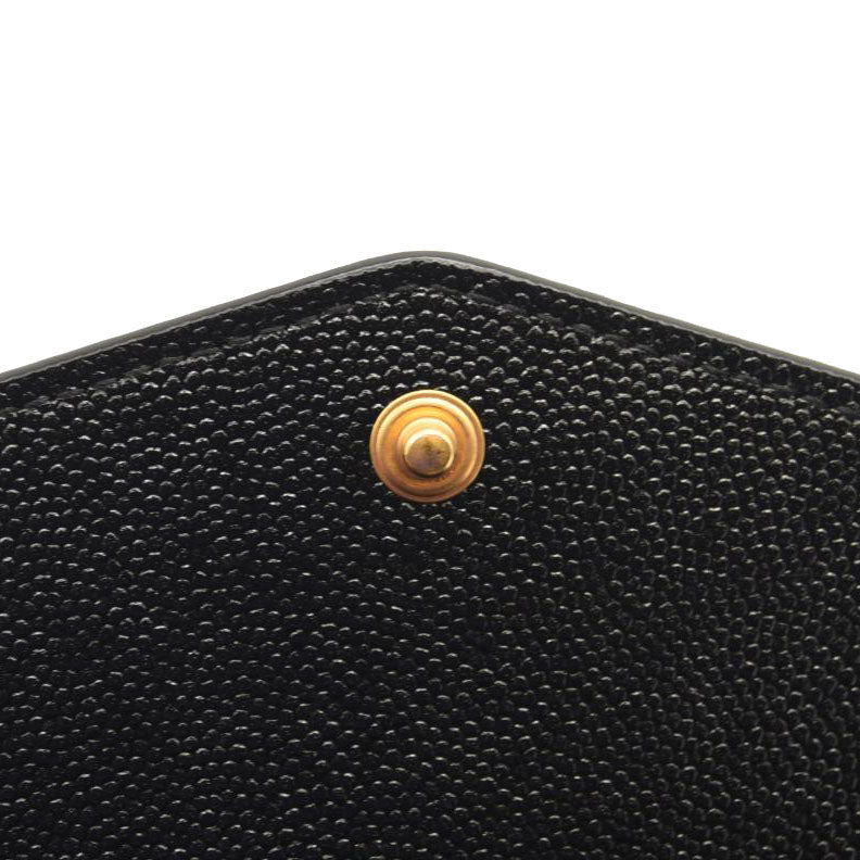SAINT LAURENT Grain De Poudre Uptown Chain Wallet Black