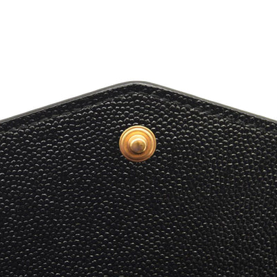 SAINT LAURENT Grain De Poudre Uptown Chain Wallet Black