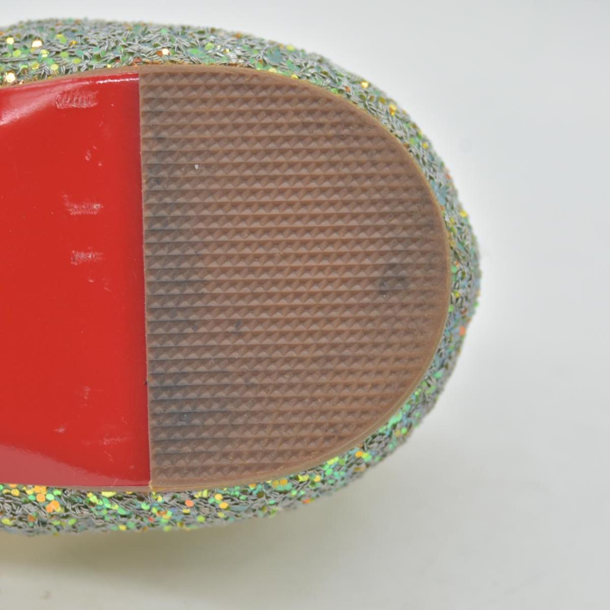 $1245 Christian Louboutin Crystal Strass Follies Flats 38 Light Silk