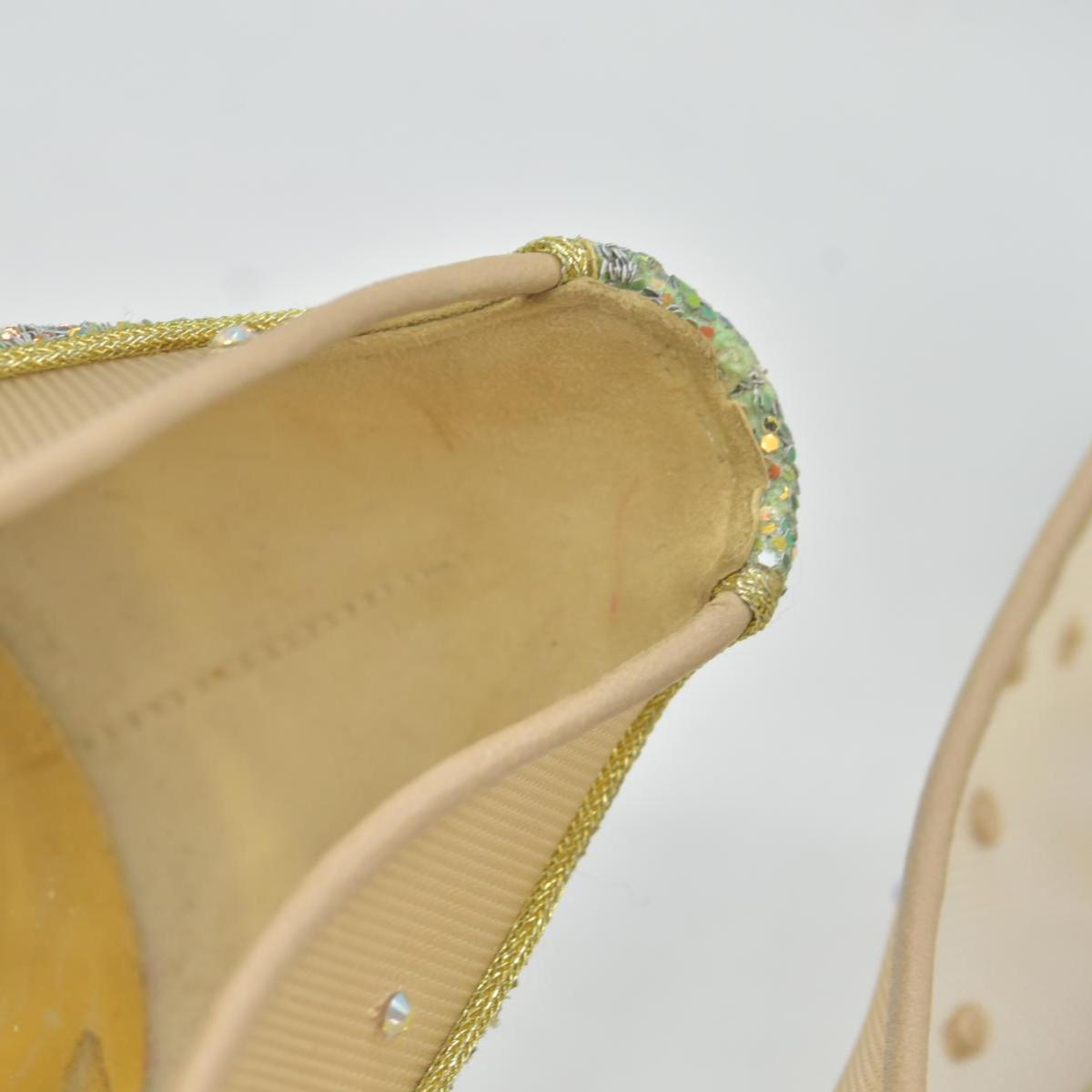 $1245 Christian Louboutin Crystal Strass Follies Flats 38 Light Silk